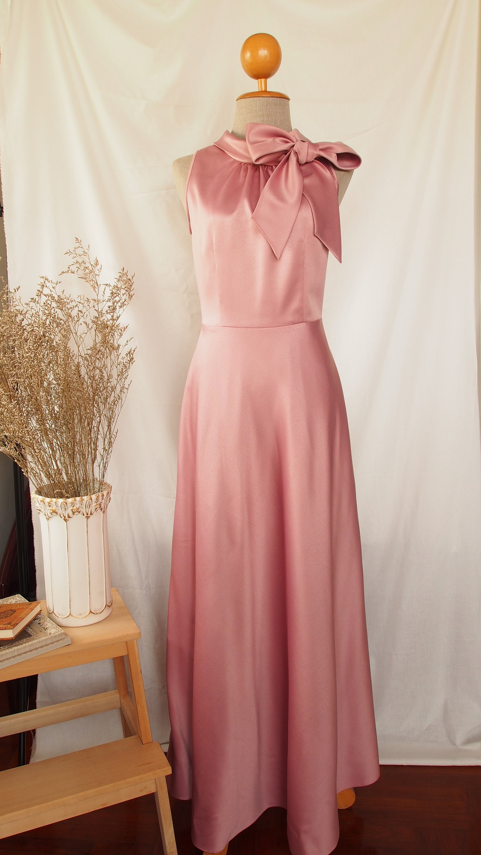 Paris Pink Prom Dress Turtle Neck Big Bow Elegant Royal | Etsy