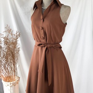 DOWNTOWN Cappuccino Brown Bridesmaid Shirt Dress Retro Vintage Women capsule wardrobe Sundress Summer Clothing Party Dress Halloween image 1