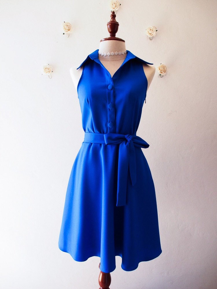 LA LA Dress Royal Blue Swing Fit and Flare Shirt Dress Swing - Etsy