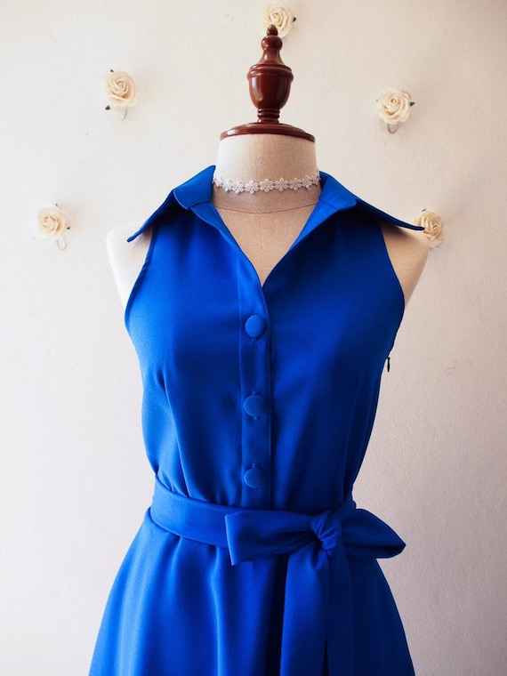 Cobalt blue top casual dress