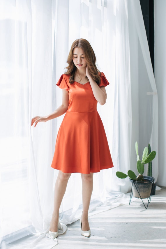 red tea party dress