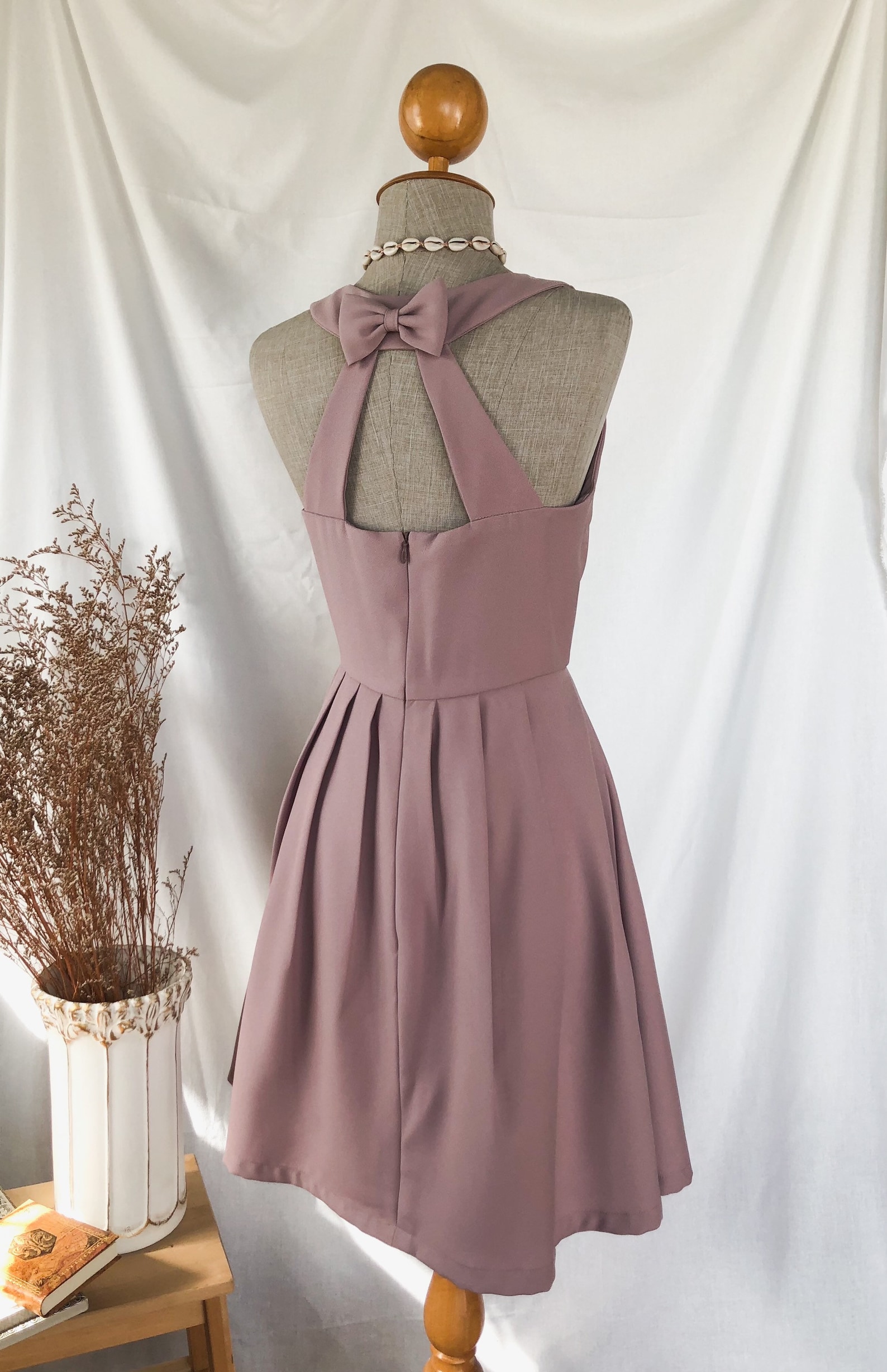 𝐋𝐎𝐕𝐄 𝐏𝐎𝐓𝐈𝐎𝐍 Mauve Dress Dusty Pink Bridesmaids Dress Backless - Etsy