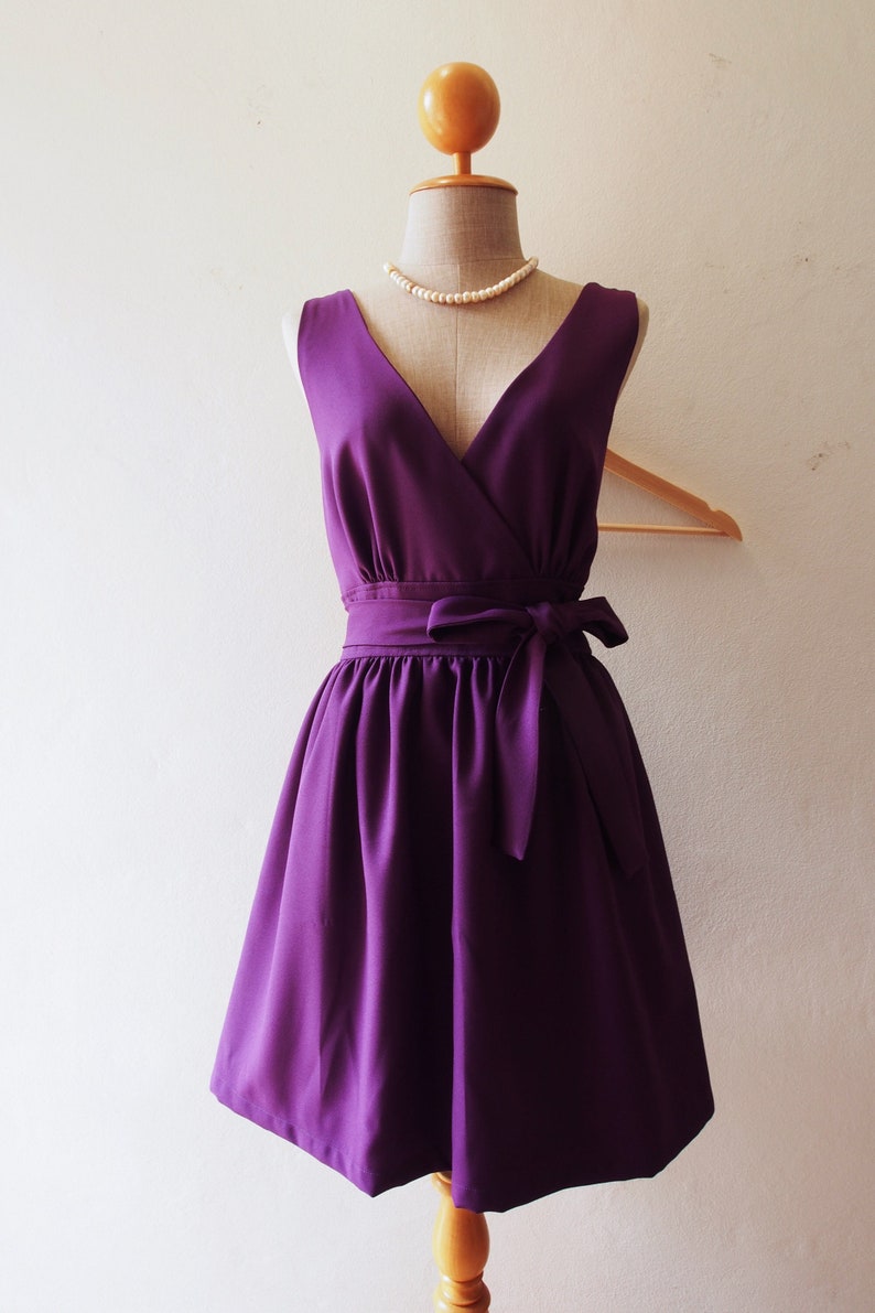 Purple dress Eggplant party dress summer women vintage | Etsy