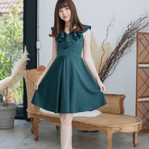Green Bridesmaid Dress Forest Green Dress Modest Dress Green Evening Dress Vintage Inspired Dress Party Dress Polite Summer Dress  - Blake