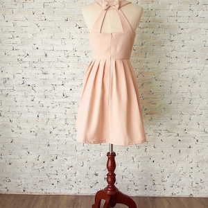 𝐋𝐎𝐕𝐄 𝐏𝐎𝐓𝐈𝐎𝐍 Light peach dress bridesmaids dress bow backless picnic dress sundress vintage style party dress girl holiday fashion image 1