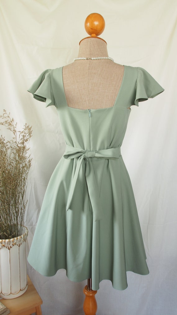 Olivia - Sage Green Dress Bridesmaids Prom Party Old Money Preppy Retro  Cocktail Bridal Wedding Sundress Swing Midi Women Summer Outfit - Etsy  Sweden