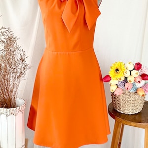 Preppy Orange dress women Halloween costumes tangerine vintage sundress retro old money prom party holiday picnic