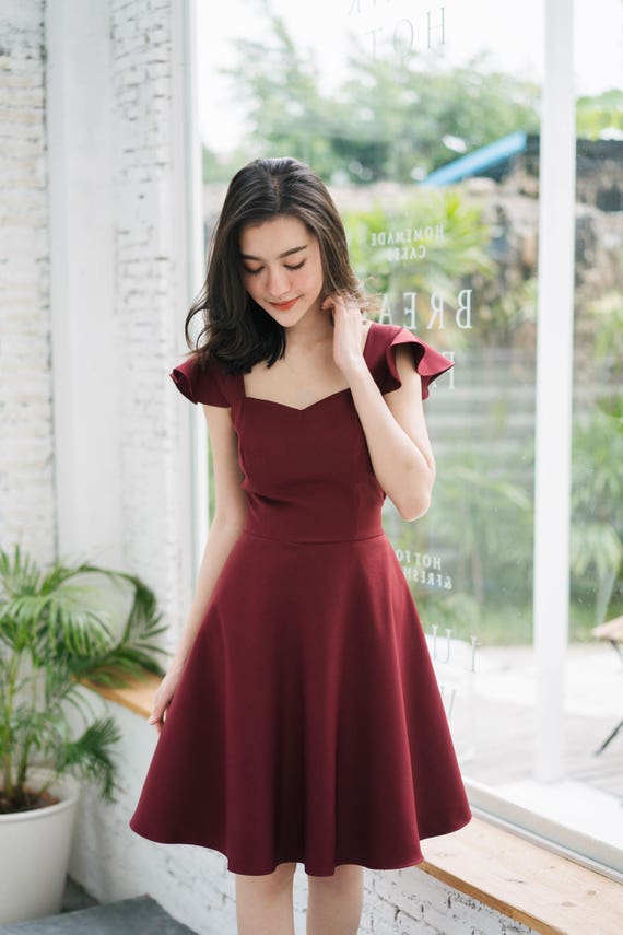 dark red summer dress