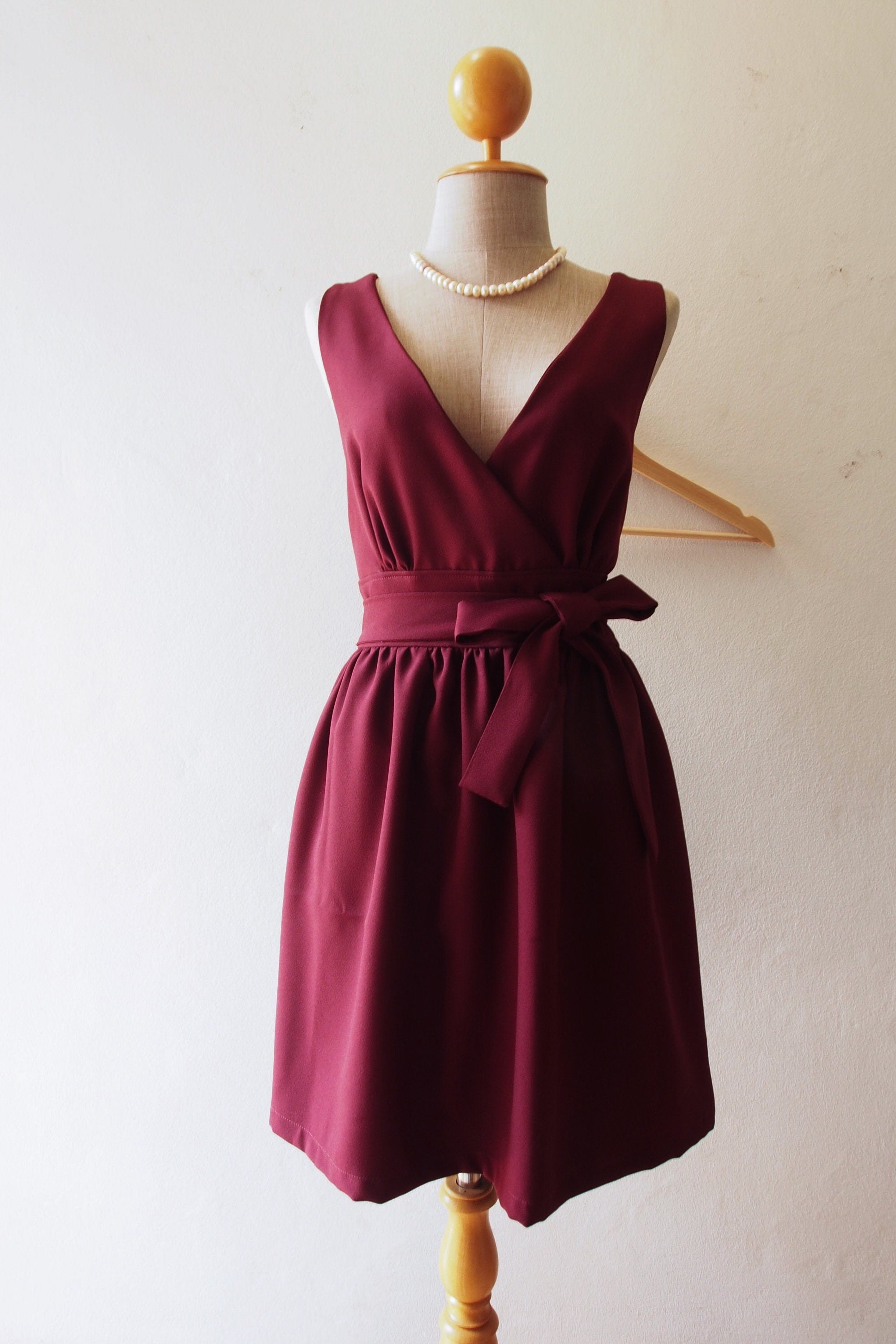 Burgundy dress wine bridesmaid gown vintage sundress summer | Etsy