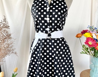 Amordress shirt dress with black polka dot print retro clothing for women cotton fabric summer vintage sundress