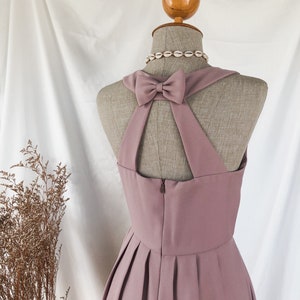 Mauve dress dusty pink french  retro old money good taste bridesmaids backless picnic sundress vintage party- Love Potion