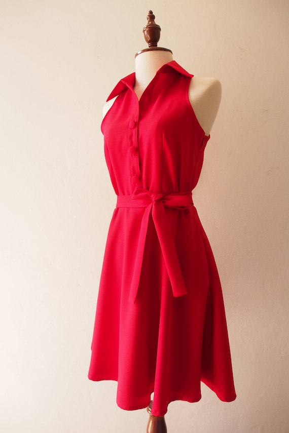 DOWNTOWN christman women dress Scarlet Red Dress Red Swing | Etsy