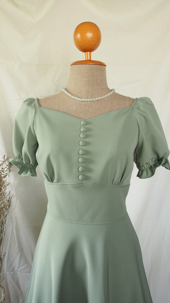 sage green dress with sleeves