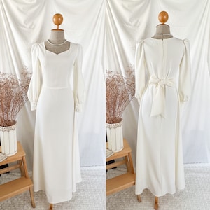 Vintage white wedding dress Wednesday dress white elegance gown minimal wedding dress long sleeve women wedding dream dress 2023