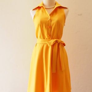 DOWNTOWN Yellow Sundress Mustard Dress Shirt Dress Swing - Etsy