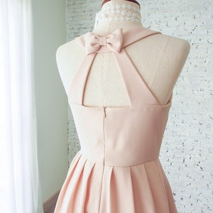 𝐋𝐎𝐕𝐄 𝐏𝐎𝐓𝐈𝐎𝐍 Light peach dress bridesmaids dress bow backless picnic dress sundress vintage style party dress girl holiday fashion image 6