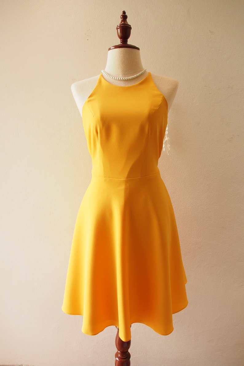 Prom Dress Mustard Dress Backless Dress Mustard Yellow Summer Etsy