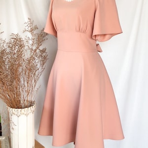Vintage Pink Wedding Blooming Dahlia pink bridesmaids dress Victorian Princess Beach Wedding Gown Retro vintage Summer Dress