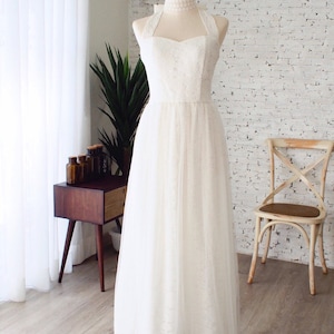 Vintage White Wedding Gown Lace Rustic Wedding Gown TuTu Lace White Wedding Dress Long Bridal Gown, broderie anglaise dress