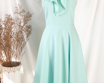 Blake Dress- Mint Green Bridesmaid Dress capsule wardrobe V Neck ruffle Sundress Formal Vintage summer Party dress Gown Evening Gown