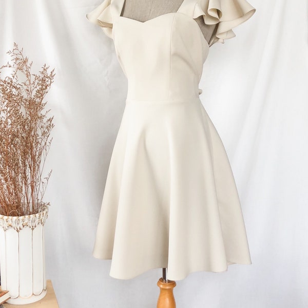 Olivia - Creme Khaki Prom Kleid Partykleid Formal Kleid vintage Cocktailkleid BrautKleid Sommerkleid Swing Dance Kleid