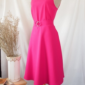 Pink Barbie dress retro old money quirky women Baverly Fuchsia Summer outfit Vintage Modern Party Sundress Bridesmaid Dress Square Neck