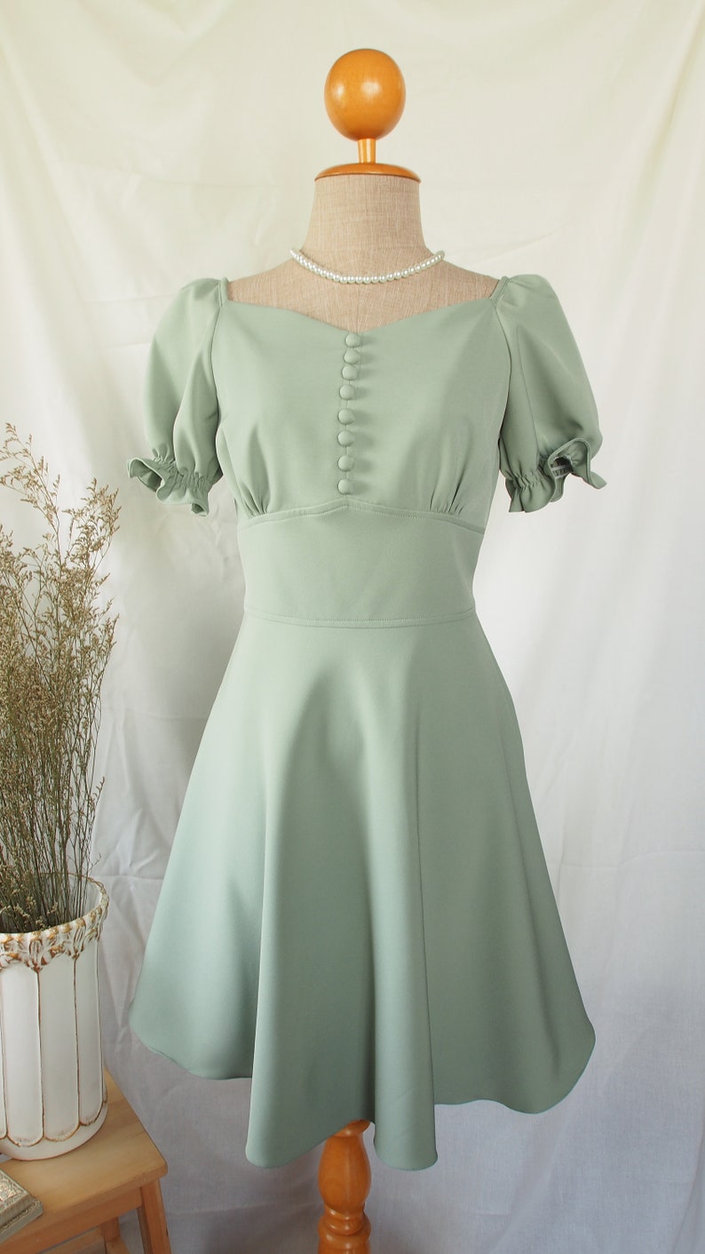 Sage Green Dress Snow White Dolly Puff Sleeve Summer Dress - Etsy