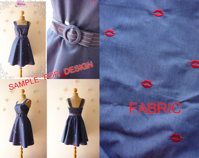 Kiss Me Dress Cool Chic Denim Dress Jeans Dress Red Lip Etsy