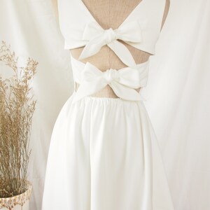 Ella White Sundress Bridesmaid Dress Twin Back Bow Elegant - Etsy