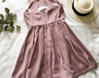 𝐋𝐎𝐕𝐄 𝐏𝐎𝐓𝐈𝐎𝐍 Dusty Pink bridesmaids dress backless summer dress sundress vintage style party dress girl holiday Korean picnic dress