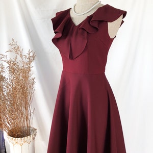 princess polly baby blue dress Ruffle Detail Ruched Maxi Dress Burgundy main image 0