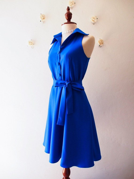 royal blue shirt dress