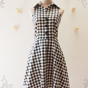 Shirt Dress Black Gingham Dress Vintage Style Dress Summer Dress Sundress Black Party Dress Dancing Dress Check Dress