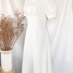 Vintage Wedding Dress WHITE MAXI preppy Snow White Sleeve Party Dress Puff Sleeve Victorian baptist old money Majestic Prom Graduation dress