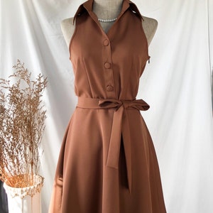 DOWNTOWN Cappuccino Brown Bridesmaid Shirt Dress Retro Vintage Women capsule wardrobe Sundress Summer Clothing Party Dress Halloween image 3