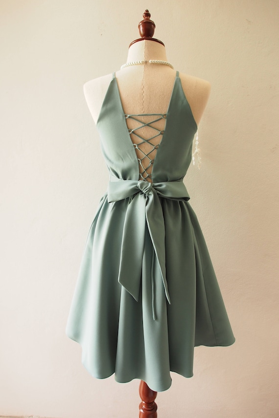 sage green cocktail dress