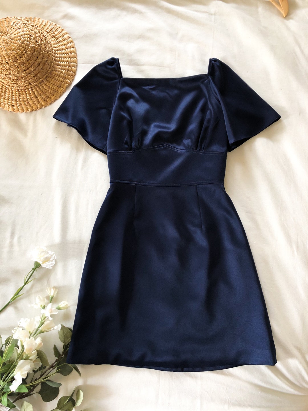 Navy Party Dress Shining A Line Party Dress Summer Vintage - Etsy