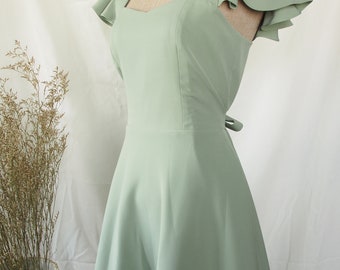 Olivia - Sage Green Prom Dress Sage Green Party Dress Formal Cocktail Bridal Wedding Sundress Summer Dress Swing Dress final fantasy