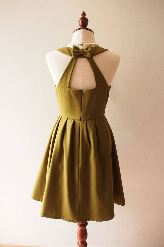 Olive Green Evening Gown
