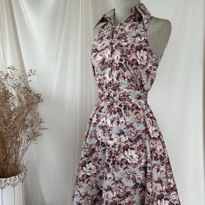 Cotton dress Pretty in floral Summer Shirt dress vintage sundress chic retro lady outfit summer in Paris flower print slow living style