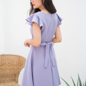 Alita - Purple Dress Vintage party prom wedding bridesmaids women summer violet sundress preppy old money minimal sweetheart ruffle sleeves