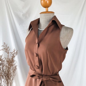 DOWNTOWN Cappuccino Brown Bridesmaid Shirt Dress Retro Vintage Women capsule wardrobe Sundress Summer Clothing Party Dress Halloween image 5