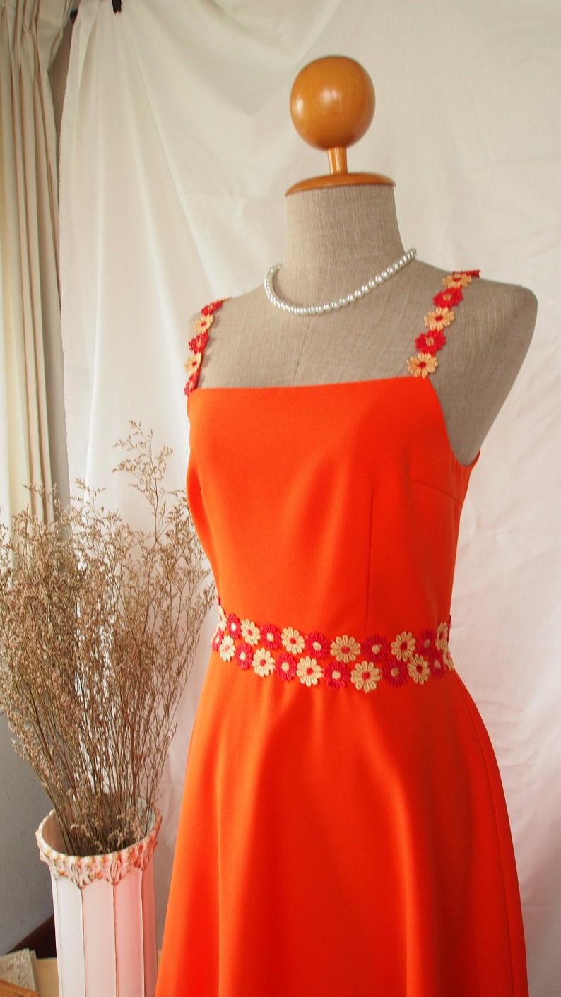 Orange Prom Dress Tangerine Party Dress Vintage Summer Retro Etsy