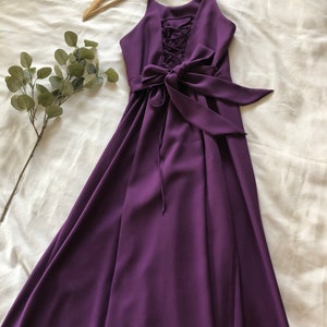 Purple Prom Dress Bridesmaid Dress Violet Eggplants Maxi Dress Wedding Dress Crisscross Back Long Party Backless Floor Length evening Dress
