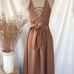 Brown Prom Dress Almond Bridesmaids Dress Crisscross Backless Sexy Back  Party Gown Elegant Evening Dress Party Dress 2022 - Etsy