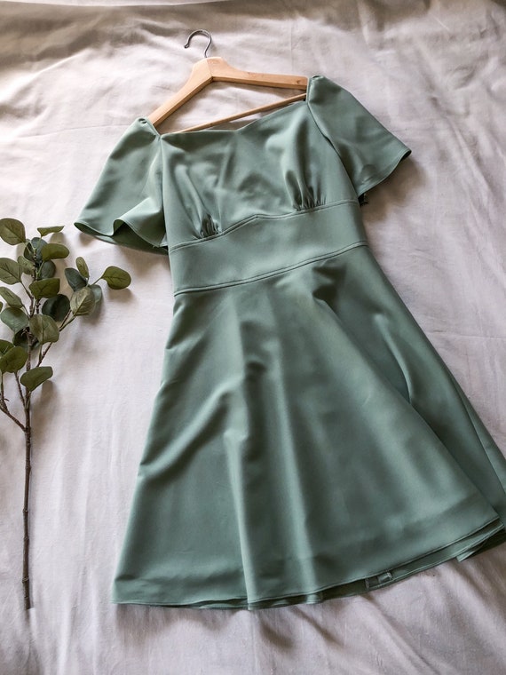 Sage Green Bridesmaid Dress Swing Party Dress Summer Vintage | Etsy