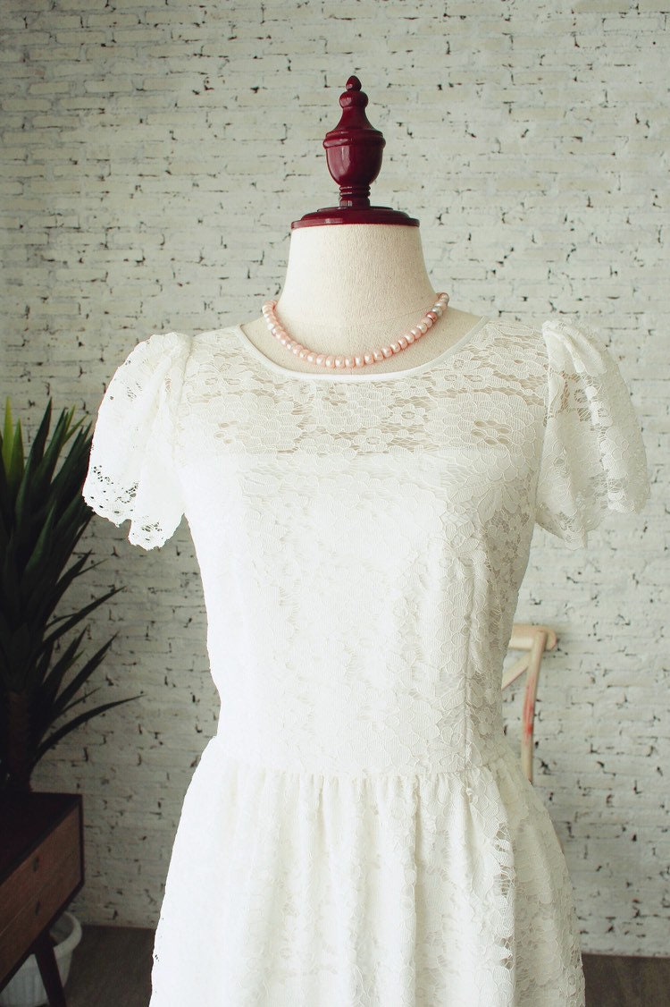 White Lace Dress Vintage Inspired Bridesmaid Dress broderie | Etsy
