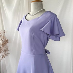 Alita - Purple bridesmaids Dress Vintage party prom wedding women summer sundress preppy retro old money minimal sweetheart ruffle sleeves
