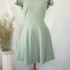 Olivia - Sage Green dress bridesmaids Prom party old money preppy retro Cocktail Bridal Wedding Sundress swing midi women Summer outfit