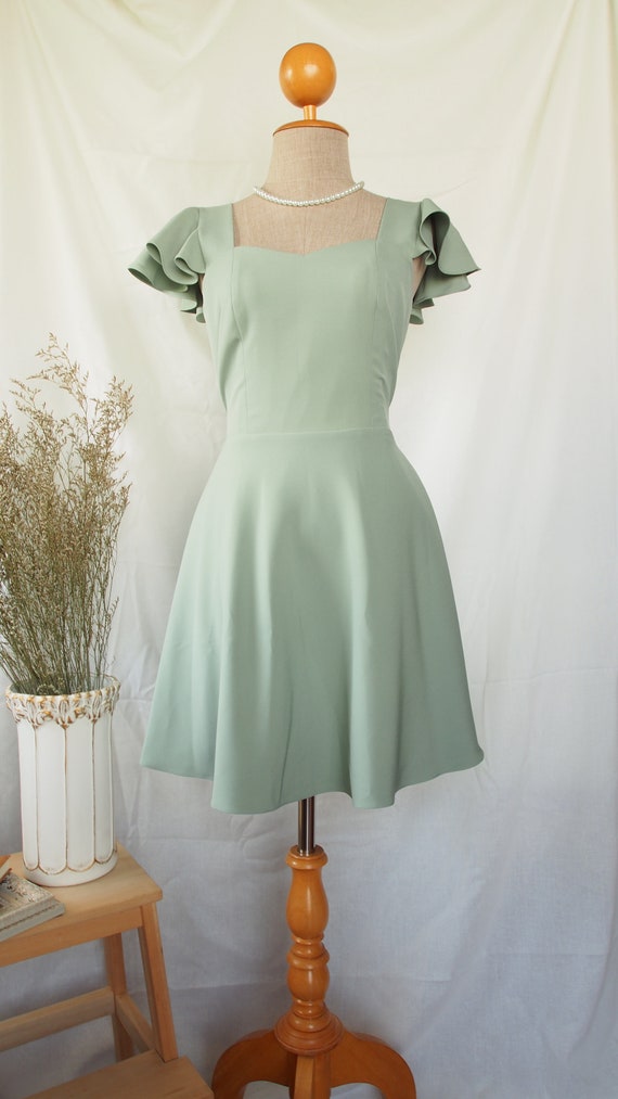 sage green cocktail dress